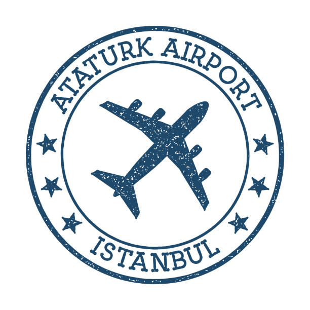 Ataturk Airport Istanbul logo. Airport stamp vector illustration. Istanbul aerodrome.